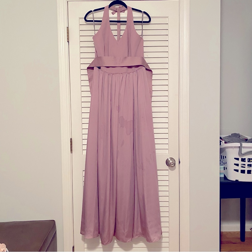 Vera Wang White Bridesmaid Dress Quartz Halter David’s Bridal VW360214 size 12